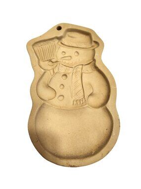 Brown Bag Cookie Art Snowman Mold Stoneware Christmas Baking Vintage 1989 READ